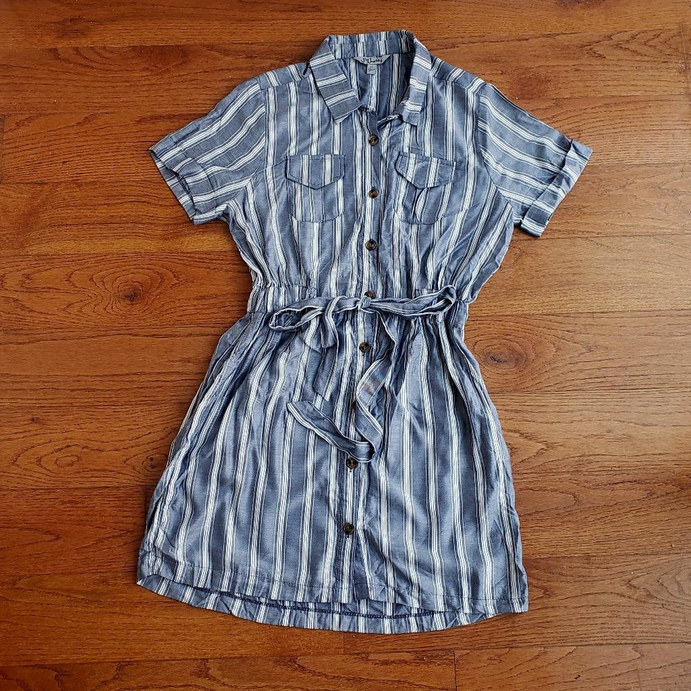 NEW Blue & White Striped Button-front Dress